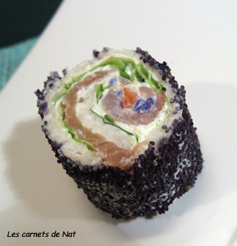 Mises en bouches : verrine et petit roulé.-2
